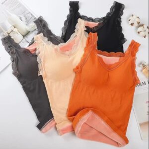 Women's velvet padded jacket with chest pad and free bra warm vest