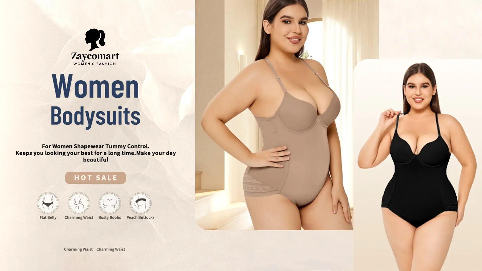 women ultra firm control body shaper front view