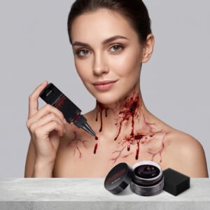 Halloween Fake Blood Makeup Set, Realistic Wound Effects, Cosplay Stage Party Costume Prop